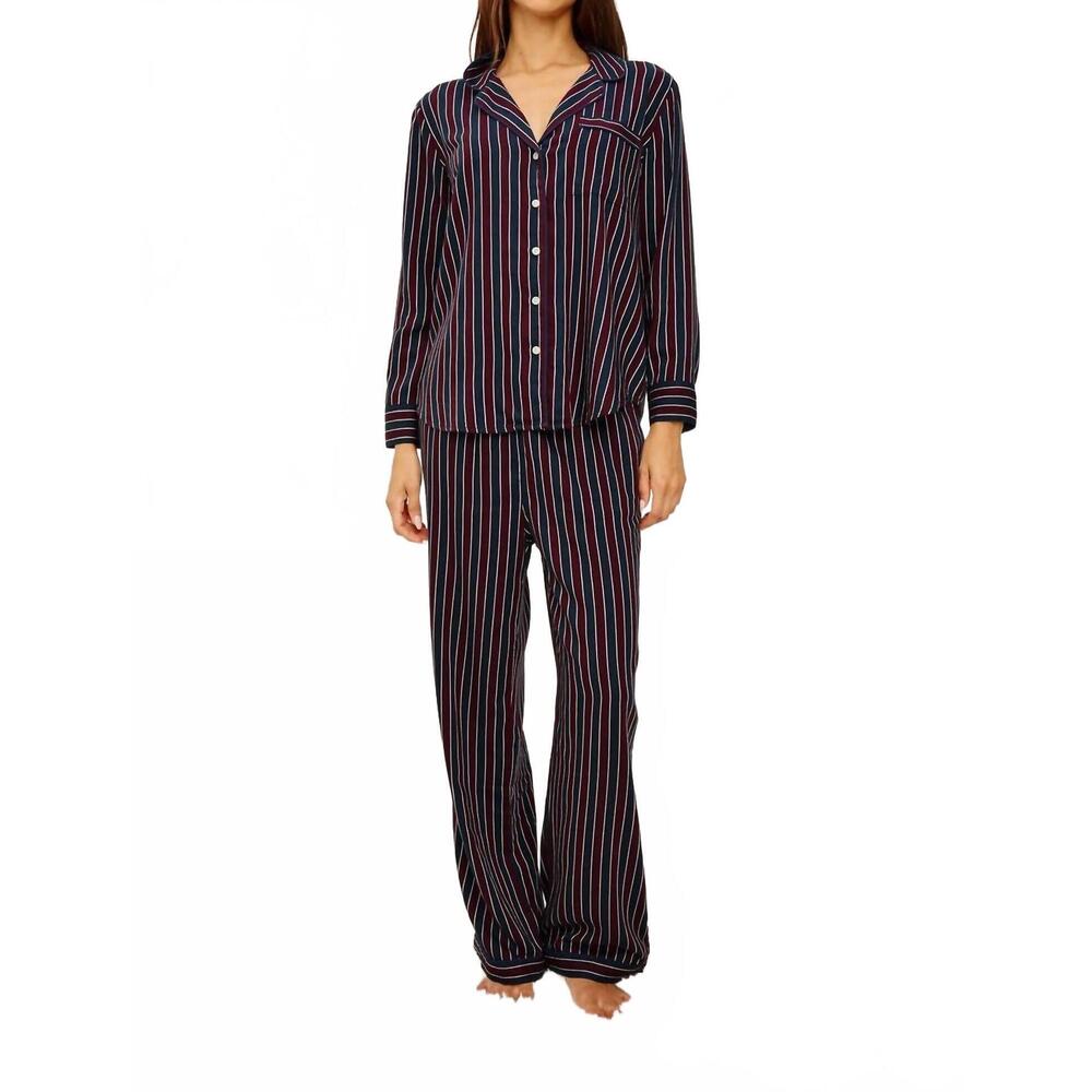 NEW RAILS luna pajama set in navy oxblood stripe